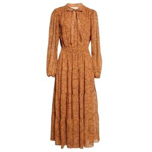 alc orange pleated dress ALC Aries Satin Pleated Dress by ALC